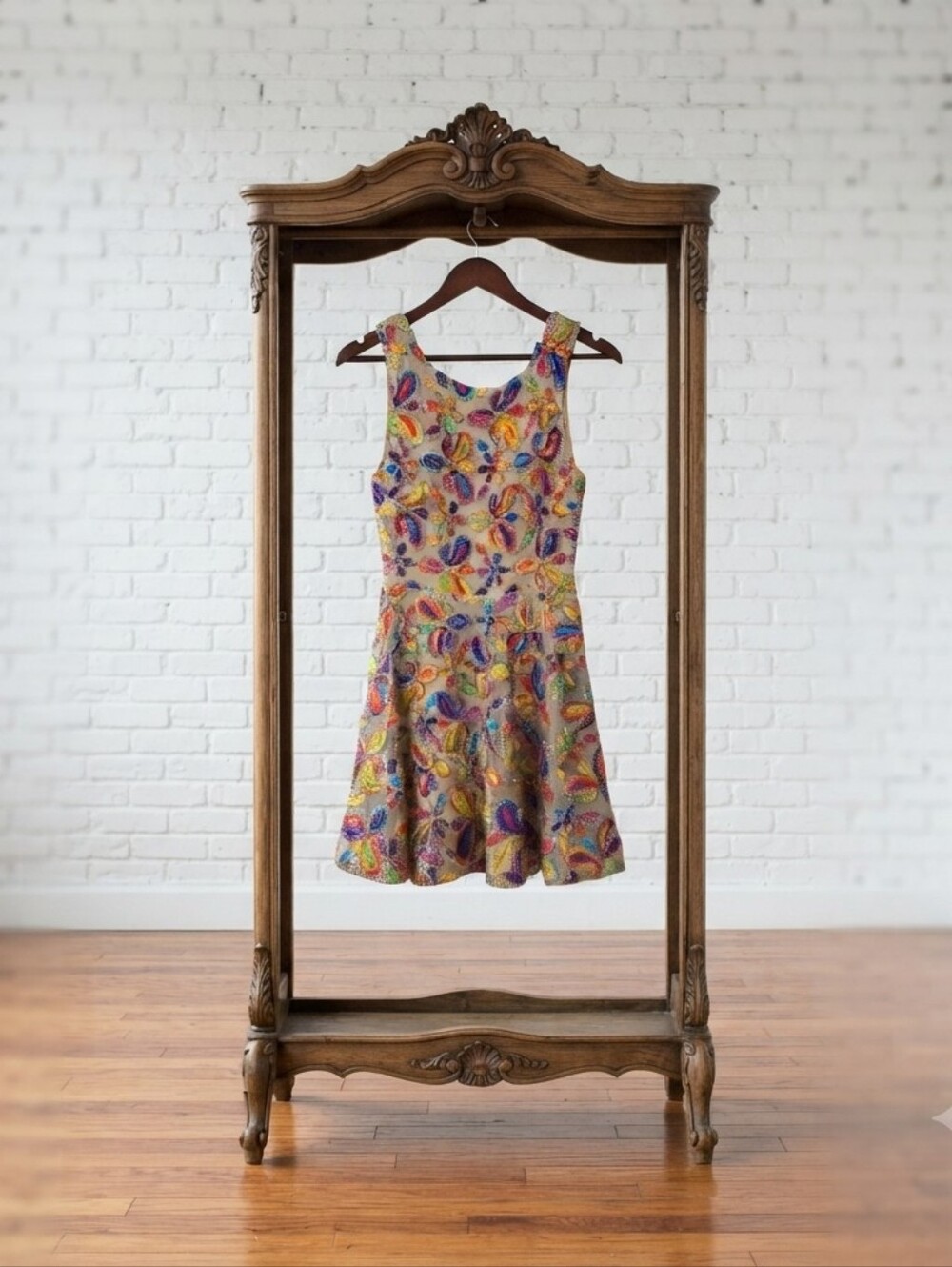 Colorful Embroidered Tank Fit-and-Flare Dress